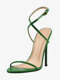 Sandales à talons pour femmes chaussures de soirée rouges à bout ouvert et à talons aiguilles croisés