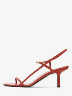 Sandales à talons rouges à bout ouvert et à lanières pour femmes