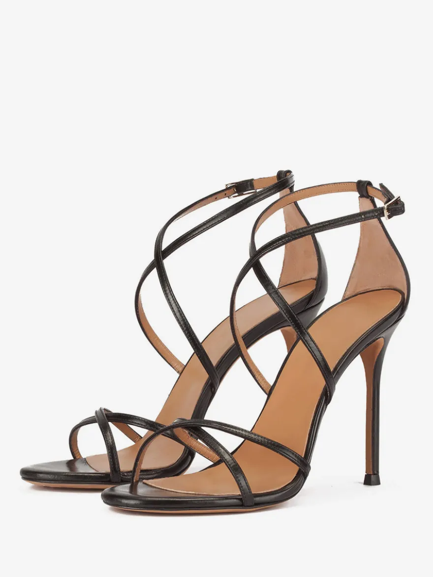 Sandales À Talons Sexy Chaussures Femmes Brides Talons Aiguilles Cuir PU