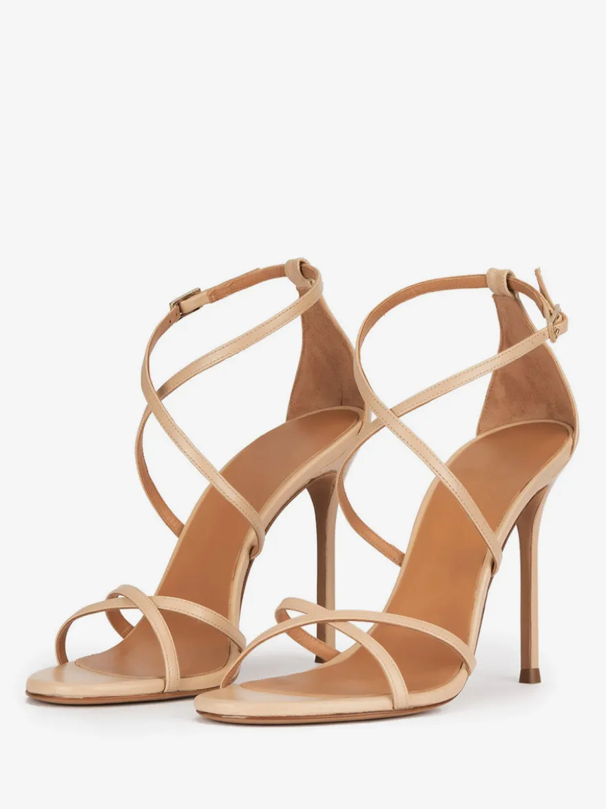 Sandales À Talons Sexy Chaussures Femmes Brides Talons Aiguilles Cuir PU
