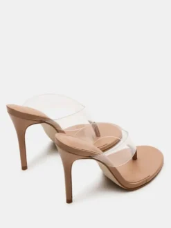Sandales tongs noires à talons hauts et dos nu