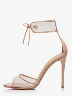 Sandales transparentes à talons hauts et brides à la cheville pour femmes