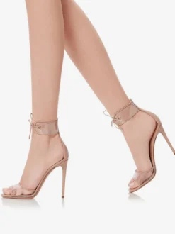 Sandales transparentes à talons hauts et brides à la cheville pour femmes