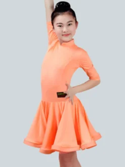 Séduisant costume de danse latine en lycra elasthanne unicolore Robe Déguisements Halloween