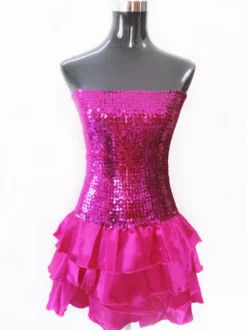 Sexy costume de danse latine en chiffon color-block Robe Déguisements Halloween