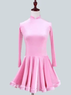 Sexy costume de danse latine en velours coréen unicolore Robe Déguisements Halloween
