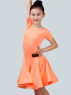 Sexy costume de danse latine en lycra elasthanne unicolore Robe Déguisements Halloween