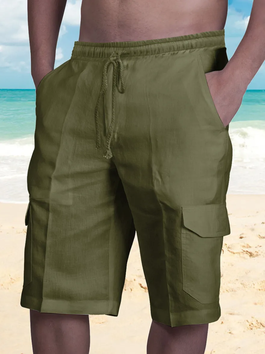 Short cargo de plage pour homme taille élastique short d'été léger avec poches