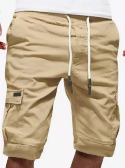 Short cargo pour homme avec cordon de serrage à la taille et poches pour l'été