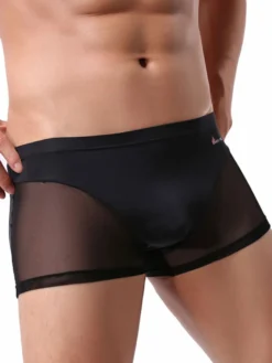 Short de boxe sexy en nylon semi-transparent pour hommes