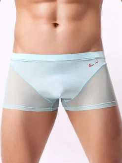 Short de boxe sexy en nylon semi-transparent pour hommes