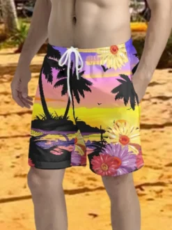 Shorte Décontractée Hommes Imprimées à Lacet Vacances Hawaï