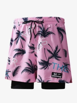 Short imprimé pour homme avec cordon de serrage à la taille pour l'été pour le cyclisme et la plage