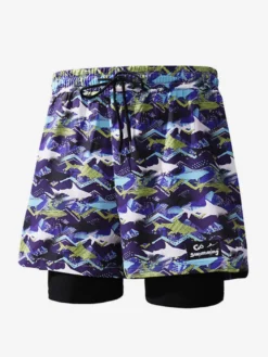 Short imprimé pour homme avec cordon de serrage à la taille pour l'été pour le cyclisme et la plage