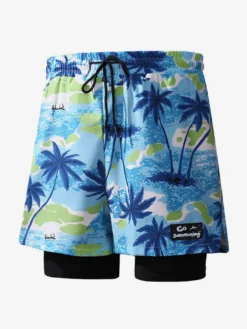 Short imprimé pour homme avec cordon de serrage à la taille pour l'été pour le cyclisme et la plage