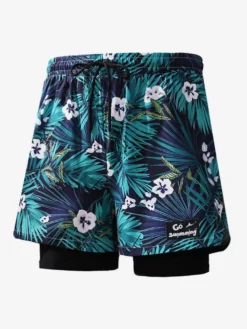 Short imprimé pour homme avec cordon de serrage à la taille pour l'été pour le cyclisme et la plage