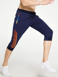 Shorts pour hommes bloc de couleur taille élastique été quotidien décontracté bleu profond shorts pour hommes