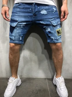 Shorts pour hommes en détresse Spring Street Wear Bas de plage bleu ciel clair