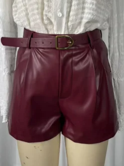 Shorty femme taille haute en similicuir