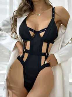 Sous-vêtement Lingerie Rouge à Lacets Dos Nu Femmes Sexy