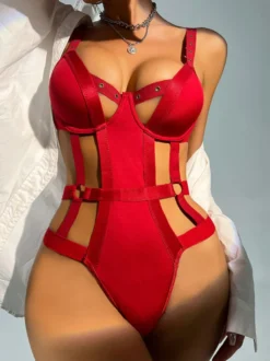 Sous-vêtement Lingerie Rouge à Lacets Dos Nu Femmes Sexy