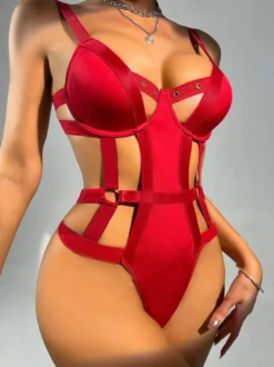 Sous-vêtement Lingerie Rouge à Lacets Dos Nu Femmes Sexy