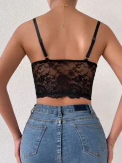 Sous-Vêtements Corset à Bretelle Tops Pour Femme Bustiers Lingerie Noir Sexy En Dentelle