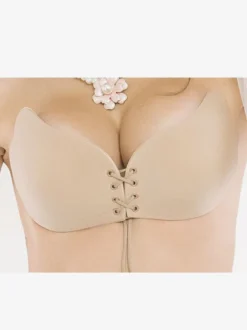 Soutien-gorge invisible en acrylique couleur chair push-up à cordon invisible et ailes de papillon.