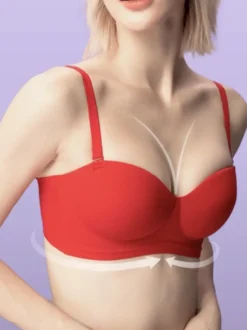Soutien-gorge minimiseur à couverture complète invisible sans bretelles dos nu bustier lingerie en polyester noir