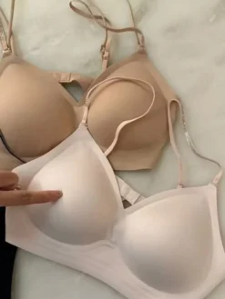 Soutien-gorge sans armatures et sans coutures avec bretelles strass brassière push-up confortable
