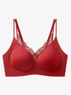 Soutien-gorge sans coutures et sans armatures avec bordure en dentelle effet push-up confortable