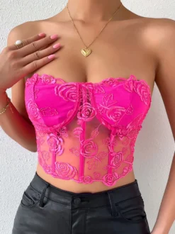 Soutiens-Gorge et Culotte Femme Imprimé Taille Haute avec Epaule Dénudée à Col Décolleté Sexy