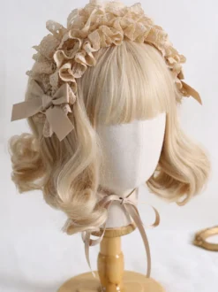 Steampunk Lolita Accessoires Bleu Gris Dentelle Noeuds Couvre-chef Polyester Divers