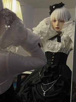 Steampunk Lolita Blouses Chemisier Manches Longues Volants Lolita Top Blouse Blanc Lolita Shirt