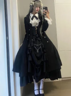 Steampunk Lolita Blouses Chemisier Manches Longues Volants Lolita Top Blouse Blanc Lolita Shirt