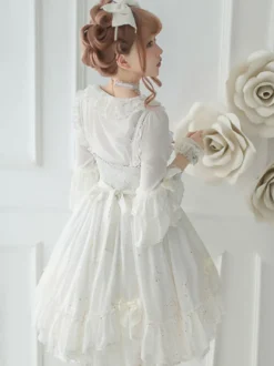 Steampunk Lolita Blouses Lolita Top Ruffles Bows Half Sleeves Blouse White Lolita Shirt