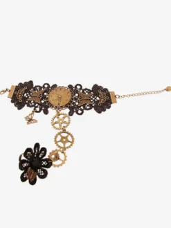Steampunk Lolita Bracelet Dentelle Métal Détails Bronze Lolita Accessoires Déguisements Halloween