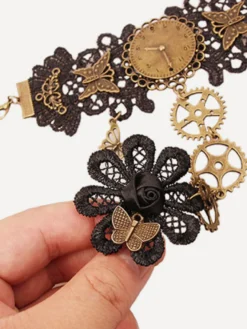 Steampunk Lolita Bracelet Dentelle Métal Détails Bronze Lolita Accessoires Déguisements Halloween