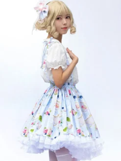 Style pastoral Lolita SK Cardcaptor Sakura volants jupes Lolita à imprimé Fleurie