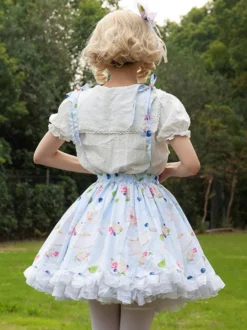 Style pastoral Lolita SK Cardcaptor Sakura volants jupes Lolita à imprimé Fleurie