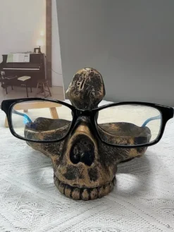 Support à lunettes en résine pour Halloween tête de mort décoration de bureau