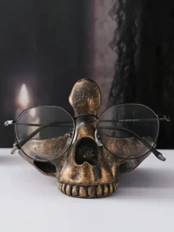 Support à lunettes en résine pour Halloween tête de mort décoration de bureau