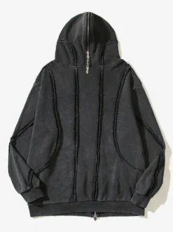 Sweat À Capuche En Polyester Manches Longues Glissière Éclaire Décontracté Homme