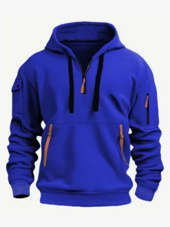 Sweat À Capuche En Polyester Zipper À Manches Longues Poches Hommes