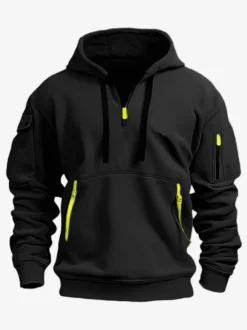Sweat À Capuche En Polyester Zipper À Manches Longues Poches Hommes