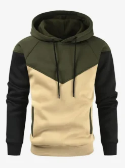 Sweat À Capuche À Manches Longues Homme En Polyester Noir Gris
