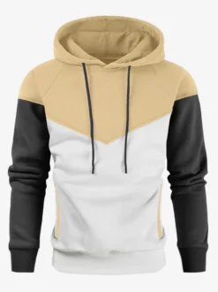 Sweat À Capuche À Manches Longues Homme En Polyester Noir Gris