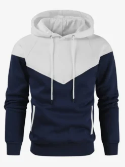 Sweat À Capuche À Manches Longues Homme En Polyester Noir Gris