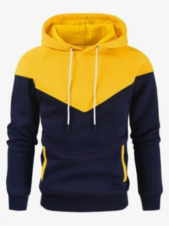 Sweat À Capuche À Manches Longues Homme En Polyester Noir Gris