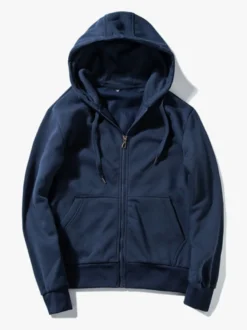 Sweat À Capuche Zipper En Polyester À Manches Longues Poches Décontracté Homme